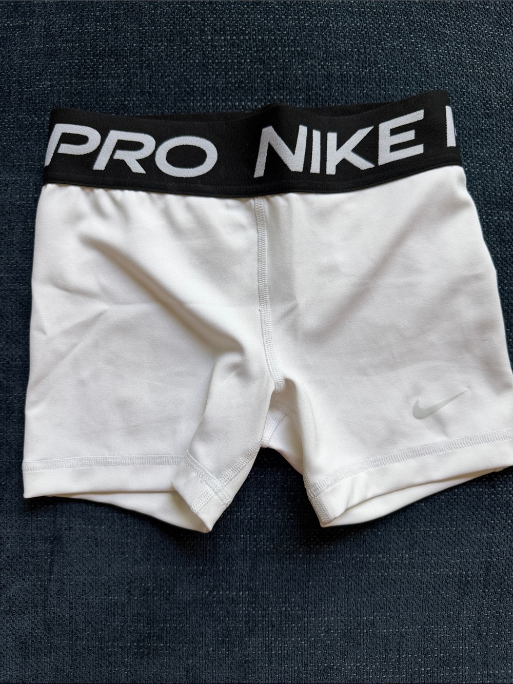 Nike White Compression Shorts with Black Branded Waistband